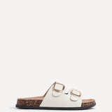 Tatum Beige Double Buckle Slider Sandals