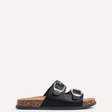 Tatum Black Double Buckle Slider Sandals