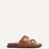 Tatum Tan Double Buckle Slider Sandals