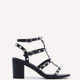 Tessa Black & Silver Studded Block Heel Sandals