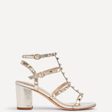 Tessa Gold Studded Block Heel Sandals