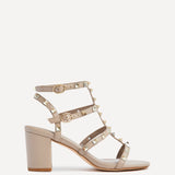 Tessa Taupe Studded Block Heel Sandals