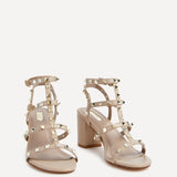 Tessa Taupe Studded Block Heel Sandals