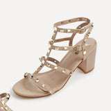 Tessa Taupe Studded Block Heel Sandals