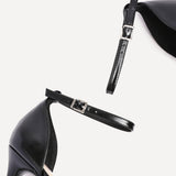 Thea Black Faux Leather Stiletto Court Heels