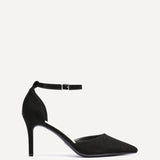 Thea Black Faux Suede Stiletto Court Heels