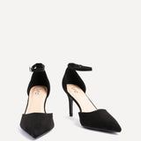 Thea Black Faux Suede Stiletto Court Heels