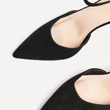 Thea Black Faux Suede Stiletto Court Heels