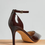 Thea Brown Faux Leather Stiletto Court Heels