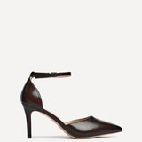 Thea Brown Faux Leather Stiletto Court Heels
