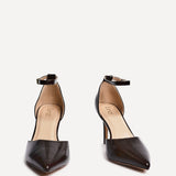 Thea Brown Faux Leather Stiletto Court Heels