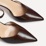 Thea Brown Faux Leather Stiletto Court Heels
