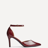 Thea Burgundy Faux Leather Stiletto Court Heels