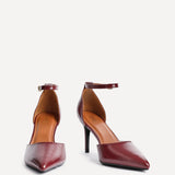 Thea Burgundy Faux Leather Stiletto Court Heels