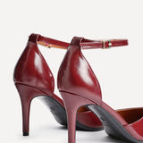 Thea Burgundy Faux Leather Stiletto Court Heels