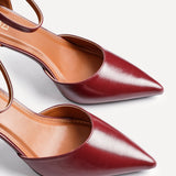 Thea Burgundy Faux Leather Stiletto Court Heels