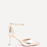 Thea Gold Faux Leather Stiletto Court Heels