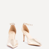 Thea Gold Faux Leather Stiletto Court Heels