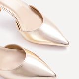 Thea Gold Faux Leather Stiletto Court Heels
