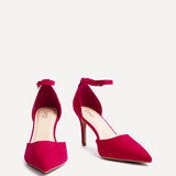 Thea Red Faux Leather Stiletto Court Heels