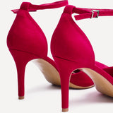 Thea Red Faux Leather Stiletto Court Heels