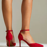 Thea Red Faux Leather Stiletto Court Heels
