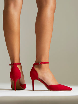 Thea Red Faux Leather Stiletto Court Heels