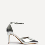 Thea Silver Faux Leather Stiletto Court Heels