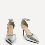 Thea Silver Faux Leather Stiletto Court Heels