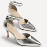 Thea Silver Faux Leather Stiletto Court Heels