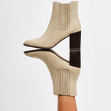 Thrive Taupe Block Heeled Boots