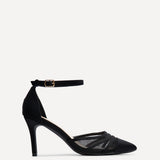 Tianey Wide Fit Black Scuba Mesh Court Heels
