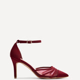 Tianey Wide Fit Burgundy Mesh Court Heels
