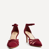 Tianey Wide Fit Burgundy Mesh Court Heels