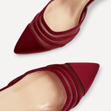 Tianey Wide Fit Burgundy Mesh Court Heels