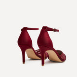 Tianey Wide Fit Burgundy Mesh Court Heels