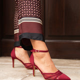 Tianey Wide Fit Burgundy Mesh Court Heels