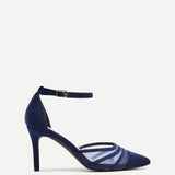 Tianey Wide Fit Navy Scuba Mesh Court Heels