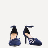 Tianey Wide Fit Navy Scuba Mesh Court Heels