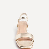 Tillie Gold Faux Leather Low Heels
