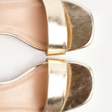 Tillie Gold Faux Leather Low Heels