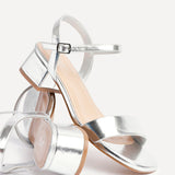 Tillie Silver Faux Leather Low Heels