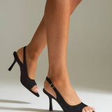 Tokyo Black Faux Suede Peep Toe Heels
