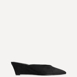 Tolerate Black Wedge Mule Heels