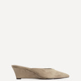 Tolerate Taupe Wedge Mule Heels