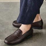 Tommaso Mens Brown Faux Leather Loafers