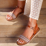 Topaz Wide Fit Tan Flat Sandals