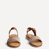 Topaz Wide Fit Tan Flat Sandals