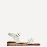 Topaz Wide Fit White Flat Sandals