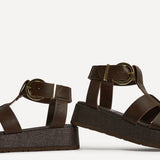 Tori Brown Gladiator Flatform Sandals